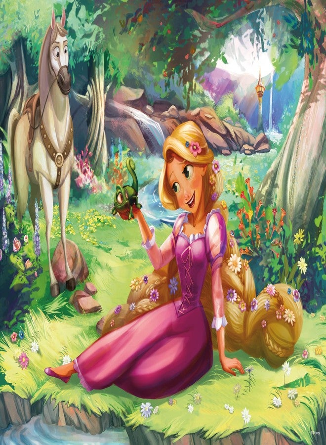 Ceaco - Disney - Princess Trio - Rapunzel and Pascal - Glitter Puzzle - 100 Piece Jigsaw Puzzle - Image 1